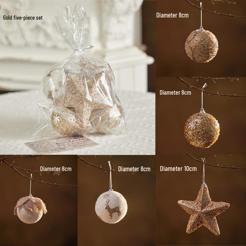 Luminous Christmas Ornaments: Star Tree Topper & Ball Set for Festive Decoration