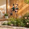 Metall-Tukan Fahrrad-Windrad Gartenstecker, Dekoratives Hofkunst-Windrad mit kinetischem Rad, Outdoor-Gartendekoration für Terrasse Rasen Blumenbeet