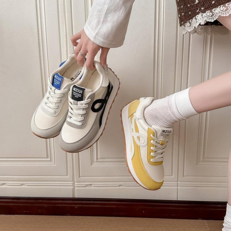 College Style Rubber Sole Running Shoes Autumn New Three-color Trend Women's Platform Sneakers
