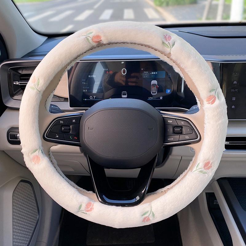 

Steering Wheel Plush Cover For Winter Cartoon Bear Decoration Fit Universal StyleB