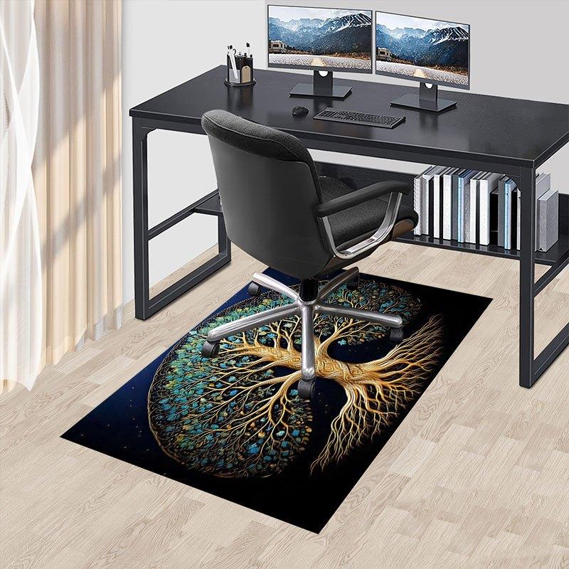 """Goldener Baum des Lebens Wandkunst Dekor" Büromatte Perfekt für Heimdekoration Schreibtischstuhl Teppiche Stuhlteppich für Büro Polyester Stuhlmatte Geschenk"""