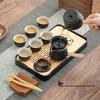 Chaxun Japanese Black Ceramic Tea Set