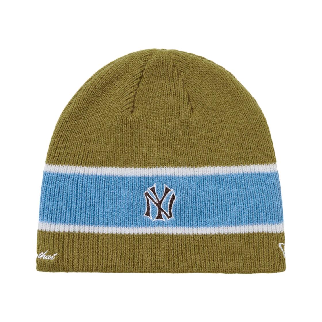 Thisisneverthat x New Era New York Yankees Stripe Beanie Olive ONE SIZE