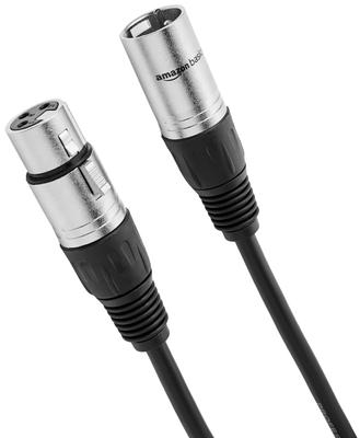 Amazon Basics XLR Microphone Cable for Speakers and PA Systems, All Copper Conductor, 6mm PVC Jacket, 3m, Black, Set of 2