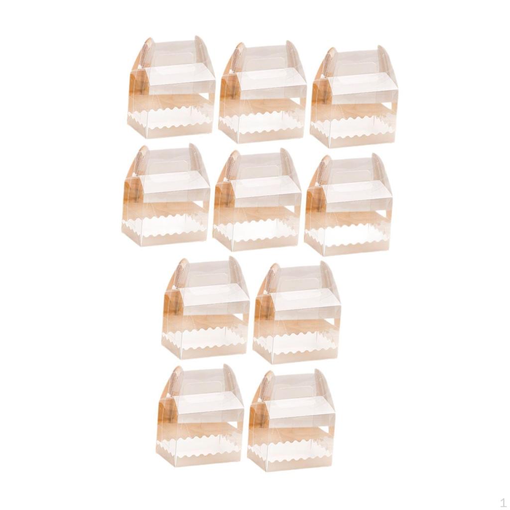 10 Pack Cake Boxes with Handle for Cupcakes And Pastries Portable Gift Packaging