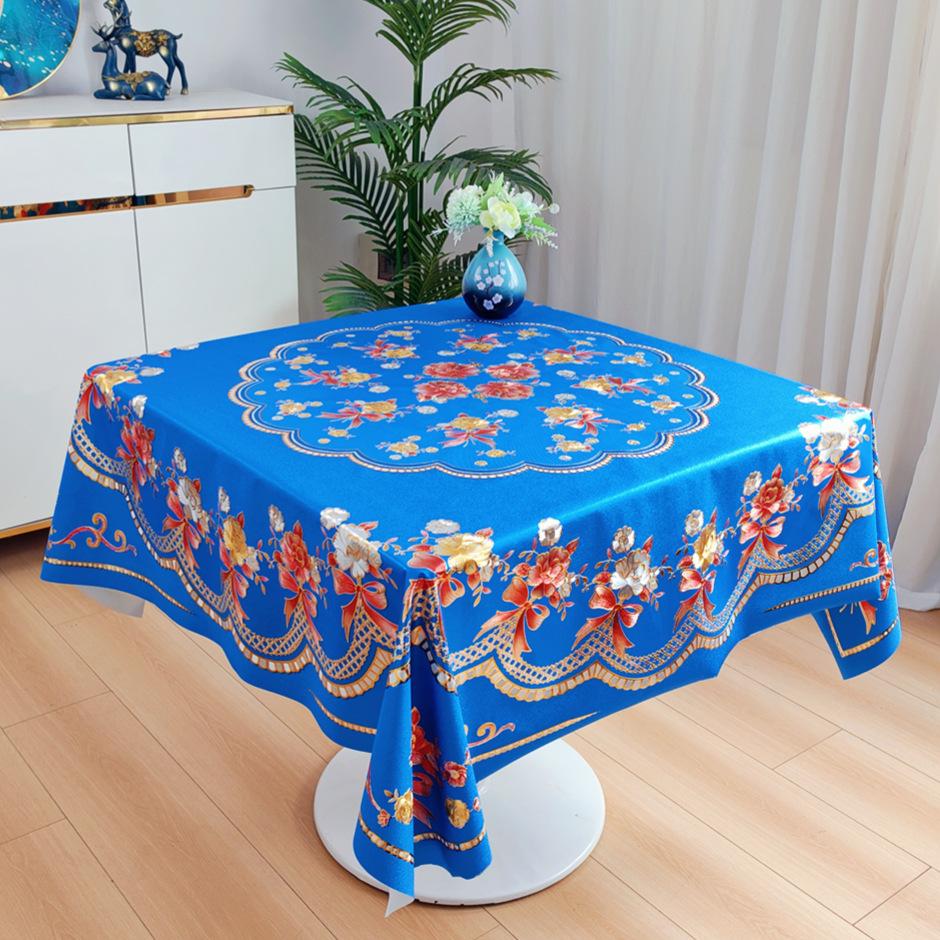 Festive Square Waterproof And Oil-Proof Tablecloth Free Anti-Scalding Baxian Table Dining Table Cloth Mahjong Table Square Table Round Table