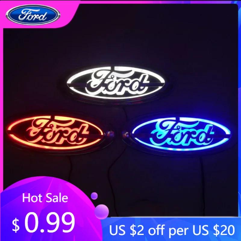 Car Sticker 14.5X5.6cm Car LED Emblem Light for Ford Kuga Focus Mondeo Mustang Fusion Mk2 Mk3 Fiesta Mk6 Explorer Logo Badge Acc blu
