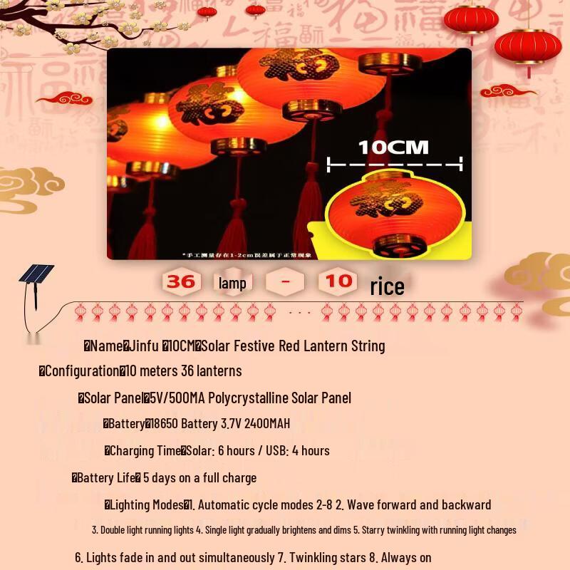 Handun Chinese New Year Lucky Lantern String Lights