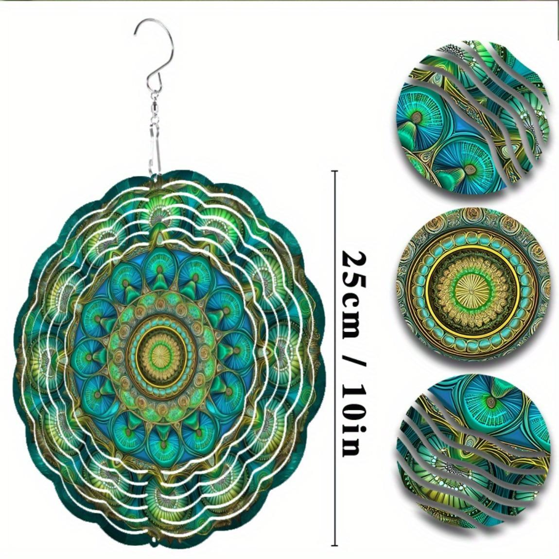 

Вращающийся на 360 градусов крючок 10-дюймовый металлический колокольчик ветра с ярким бирюзово-золотым дизайном мандалы Батарейки не требуются для ft 01A