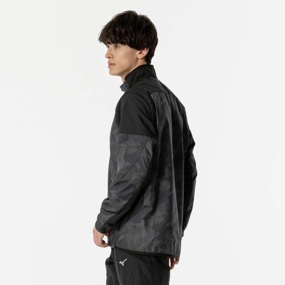 Mizuno Breath Thermo Warmer Training Black Jacket, Moisture-Wicking, Water-Repellent, Windproof, Brushed, Men's, 32MEB541,