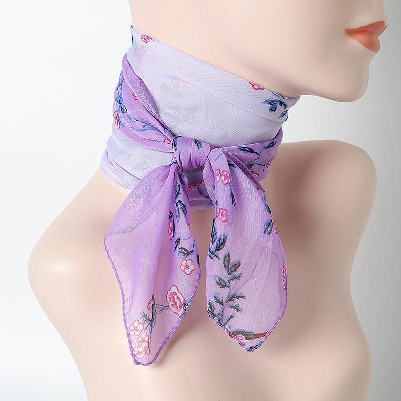 65cm Baotou Square Scarf Women's Spring and Summer Chiffon Printed Thin Cotton Scarf Versatile Decorative Scarf Hairband