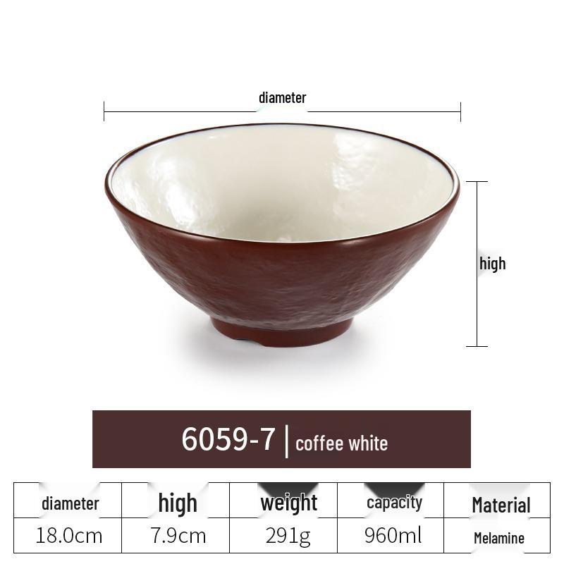 Net Celebrity Melamine Ramen Bowl: Two-Tone Creative Design, Large, Ideal for Mala Tang and Rice Noodles