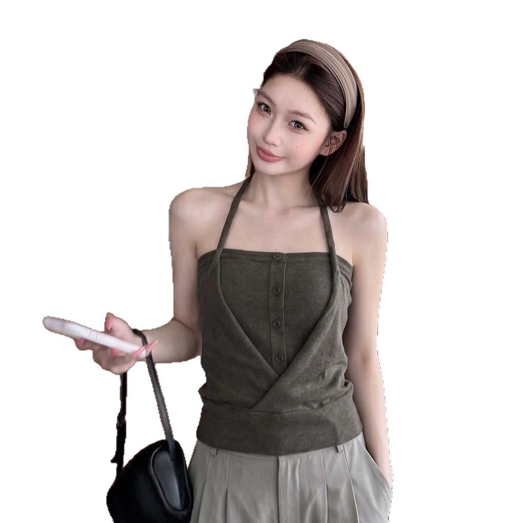 New summer pure desire Spice Girls neck sling vest outside wear slim back tube top sleeveless top