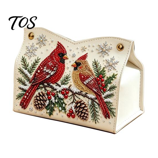 Festliche Raumdekoration DIY Weihnachten Diamantmalerei Taschentuchbox, Funkelnde Strasssteine PU-Leder Servietten Bastelsets für Jugendliche Halter, Rechteckige Aufbewahrung