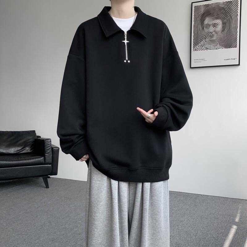 

Dingfengbaoluo Men s Half-Zip Collared Sweatshirt L