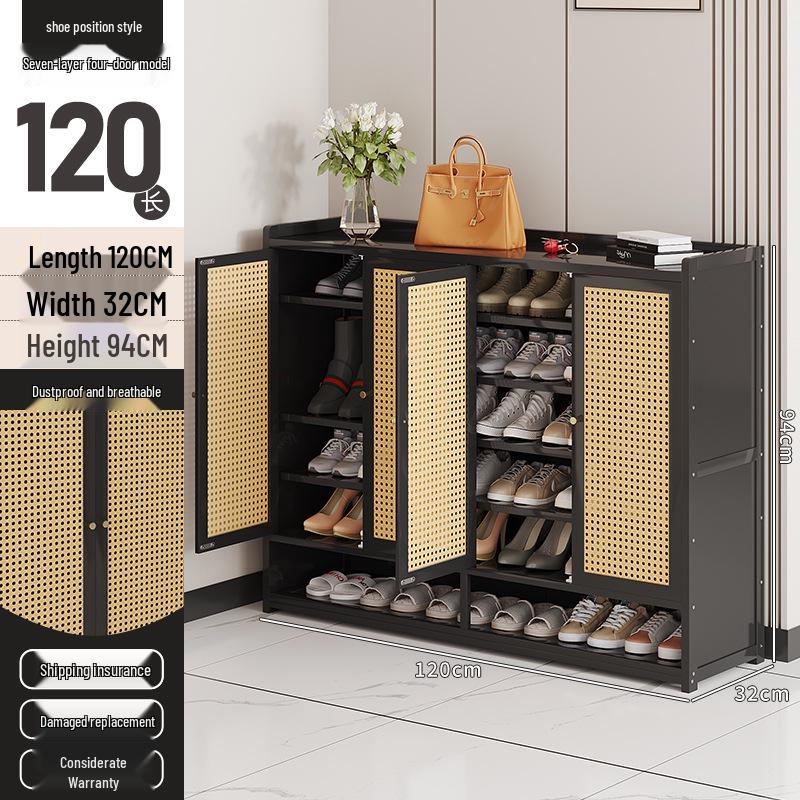Japanese Rattan Dustproof Shoe Cabinet - Compact, Large-Capacity Entryway Storage Rack