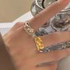 Irregular Metal Geometric Open Rings for Women Fashion Gold Silver Color Lava Pleated Wide Ring Party Temperament Jewelry Gifts