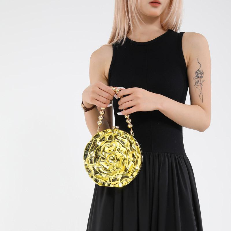 Chain Flower Acrylic Women's Bag 2025 New European and American Niche Shoulder Bag Pearl Handbag Dinner Bag Tide