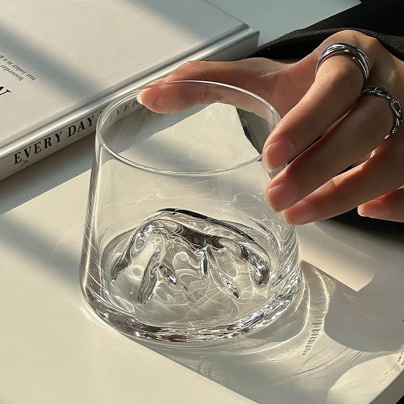Transparent Whiskey Glasses Mountain Crystal Glass Drinking Glasses for Drinking Bourbon, Cognac, Scotch, Cocktails 125-380ml