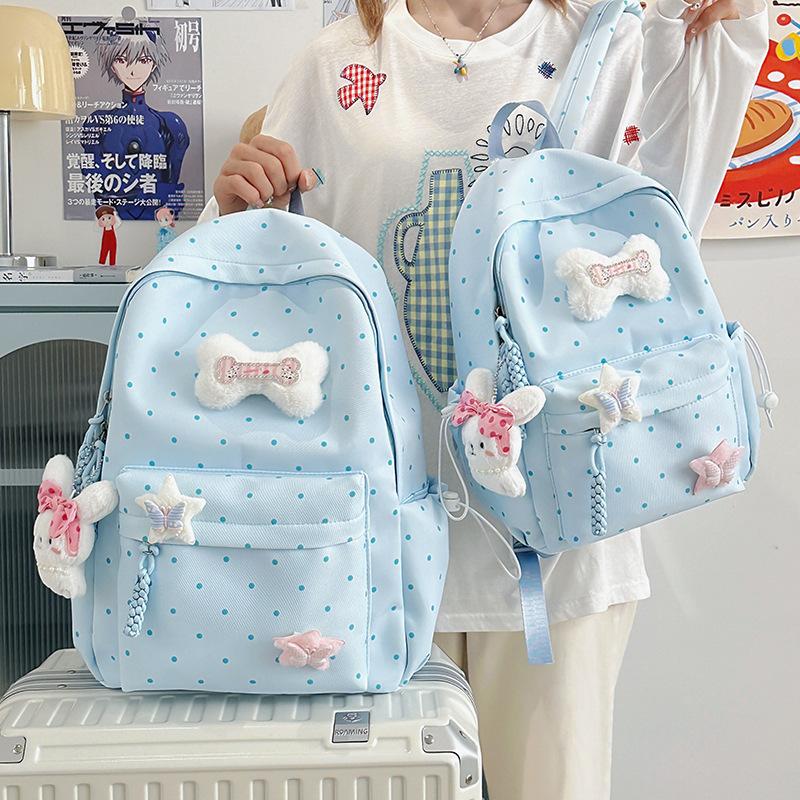 Schoolbag High-value Schoolbag for Female Junior High School Students Cute Polka Dot Backpack Large Capacity Campus Girl College Student Class