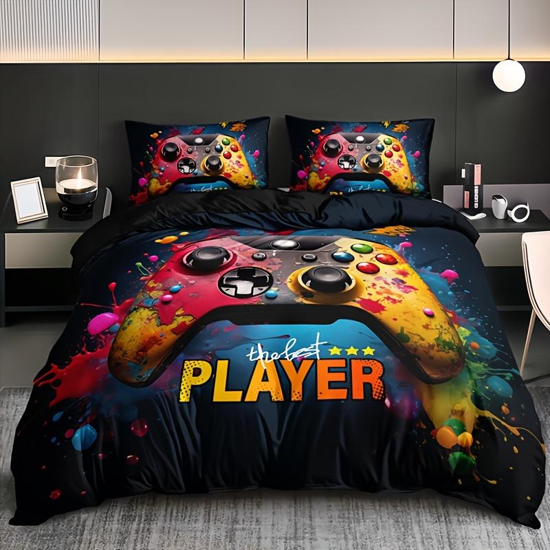 

Gamepad Duvet Cover Set Color Graffiti (1 Duvet Cover + 2 Pillowcase) Soft Breathable Hd Printing Bedding Set For Home Decor 90X200cm