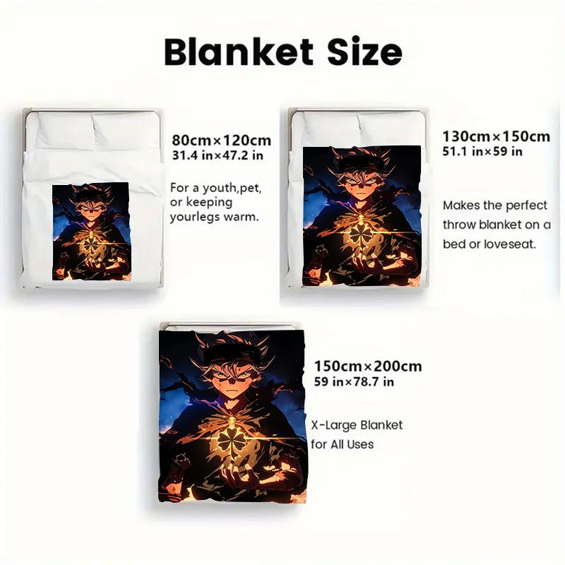 Black Clover 2D Flat Pattern Flannel Blanket High quality All Seasons Warmth and Comfort Perfect for Christmas Gifts.MMT0918511