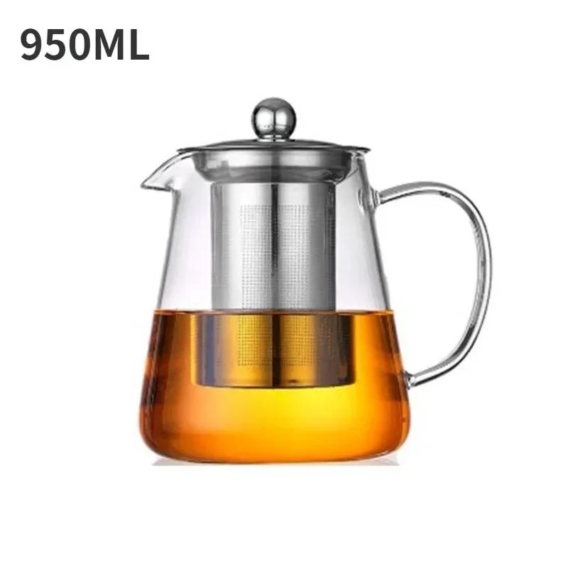 Heat Resistant Borosilicate Glass Teapot with Removable Stainless Steel Infuser Clear Tea Kettle for Kung Fu Tea Brewing & Tea S