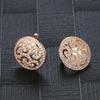 Wedding natural zircon stud earrings, ear buckles, rose gold crystal flower round large earrings.
