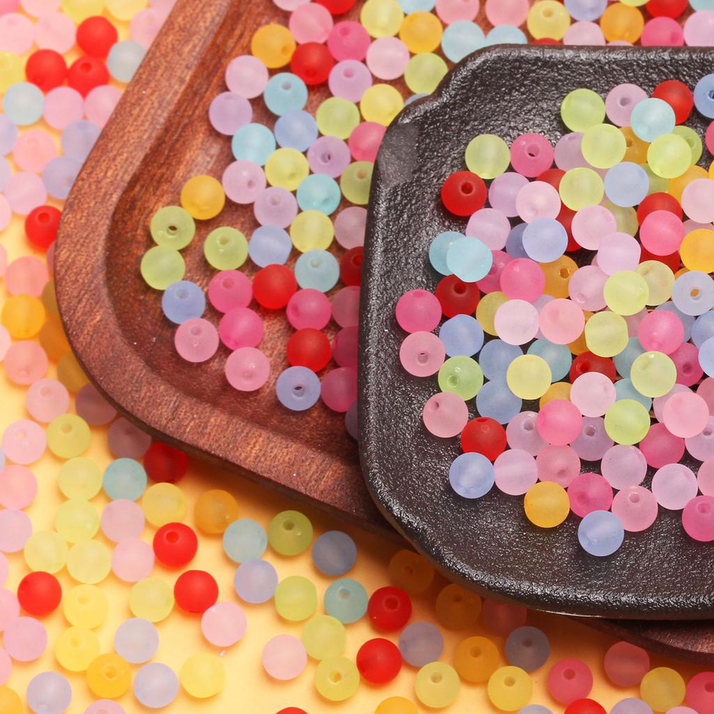 100Pcs 8mm Acrylic Round Frosting Loose Beads DIY for Pendant Necklace Bracelet Jewelry Making