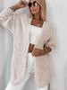 Women's Mid-Length Solid Color Knit Cardigan Sweater with Pockets