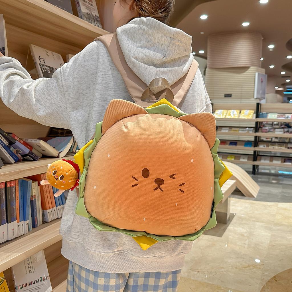 Schoolbag cute hamburger shape backpack female cartoon light travel backpack children college students class commuter schoolbag