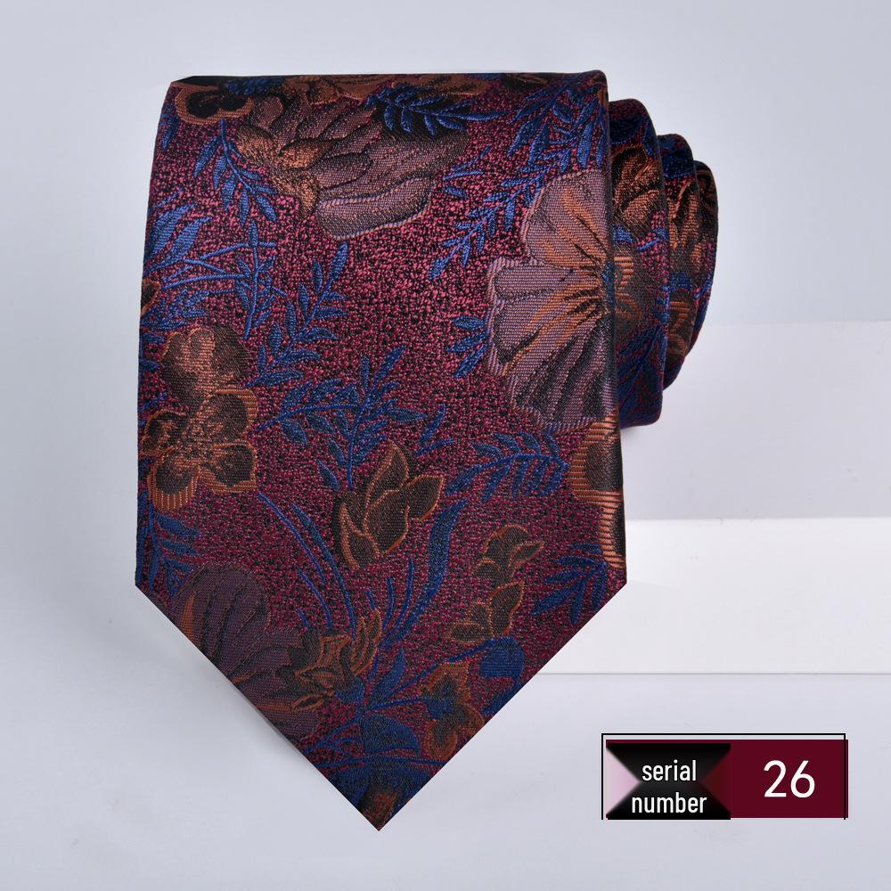 Wine Red Jacquard Tie for Men - Formal Business, Wedding, and Groom 8cm Executive Style