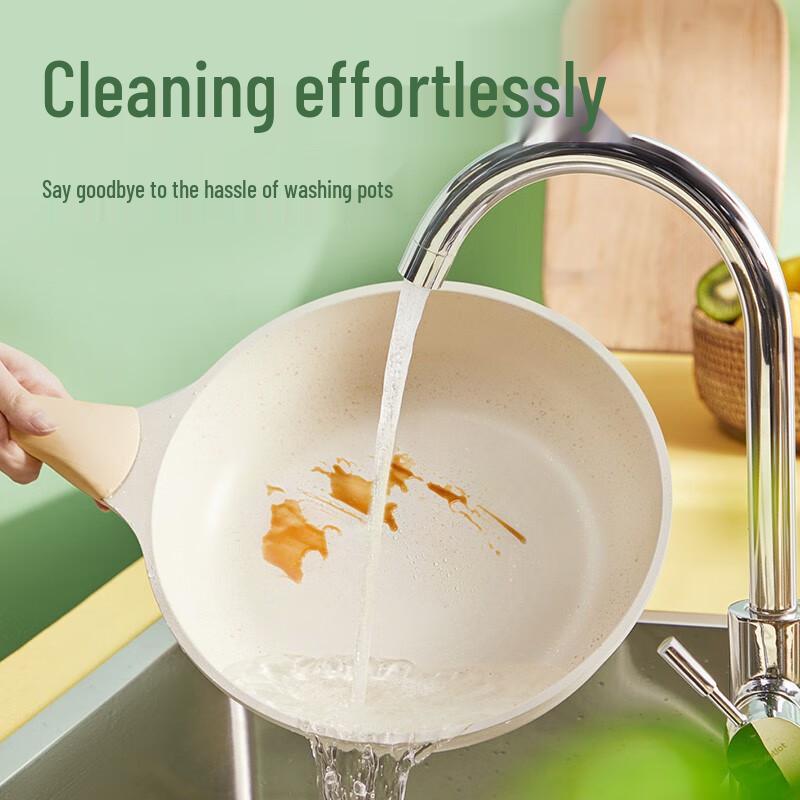 Chuidahuang 28cm White Non-stick Flat-Bottom Wok