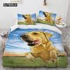Watercolor Dog Duvet Cover King Queen Size 3D Lovely Running Pet Puppy Bedding Set for Kids Teens Adult Labrador Comforter Cover