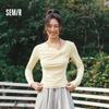 Semir Women's Asymmetrical Cowl Neck Off-Shoulder Slim Fit T-shirt