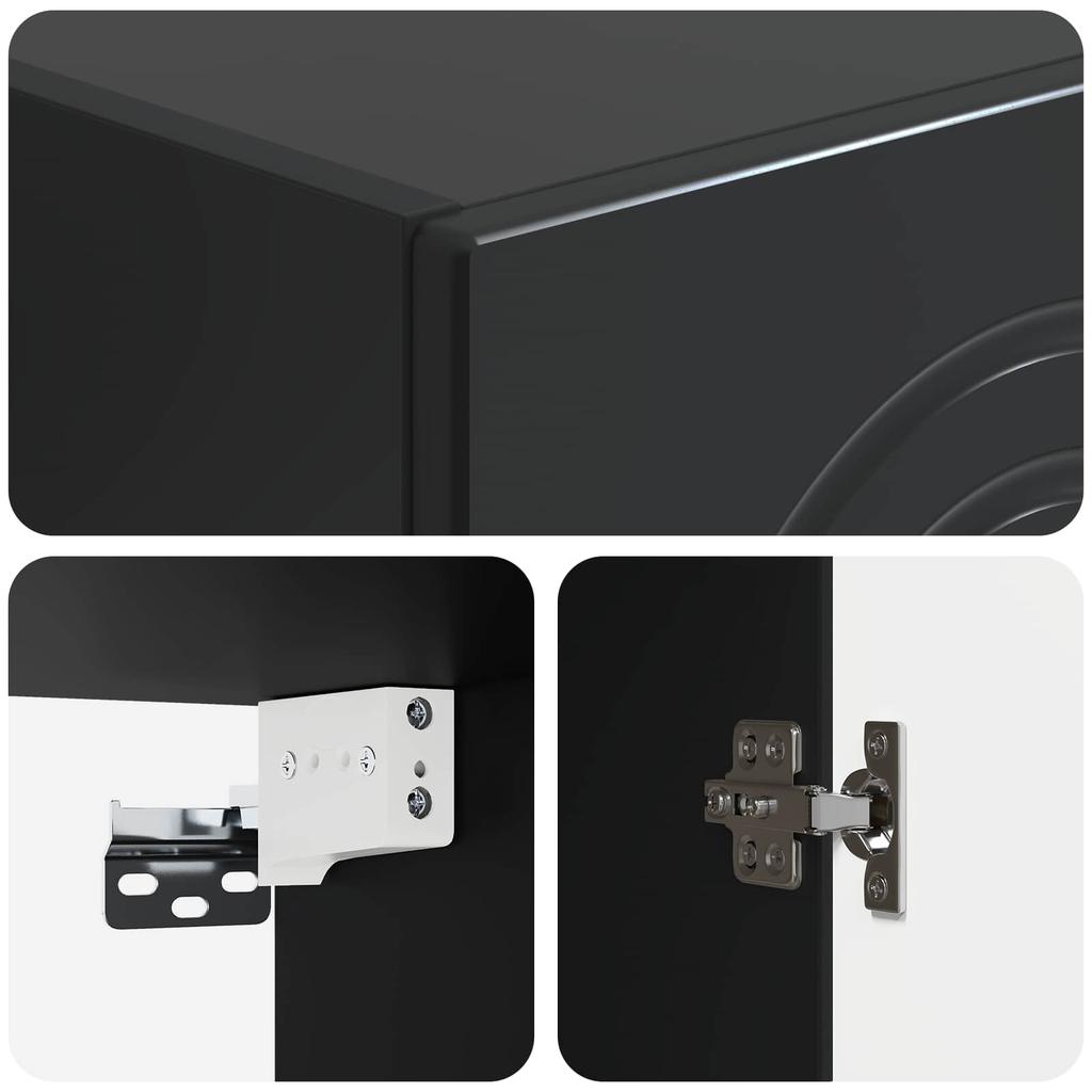 Cabinet Set 2 pcs Black Wood Material