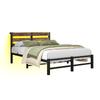 120x200 Bed Frame with LED Lighting and USB Charging Station, Metal Bed Frame Without Mattress, with Storage Under the Bed