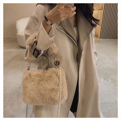 Simple Soft Plush Handbag for Woman New Small Chain Crossbody Bag Fashion Square Bag Single Autumn and Winter Shoulder Bag