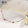 Sterling Red Garnet Waterdrop Bracelet Women Minimalist Chic Jewelry Gift