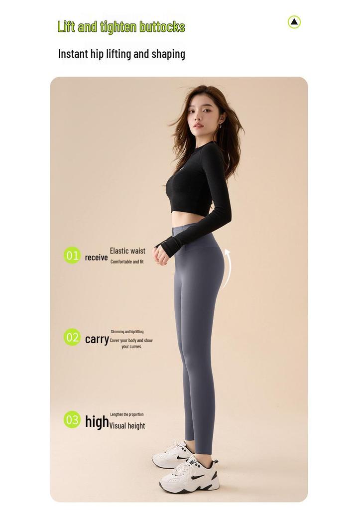 Korean Style Women's Tummy Control Velvet-Lined Yoga Pants - Autumn/Winter Hip-Lifting Base Layer with Button Closure