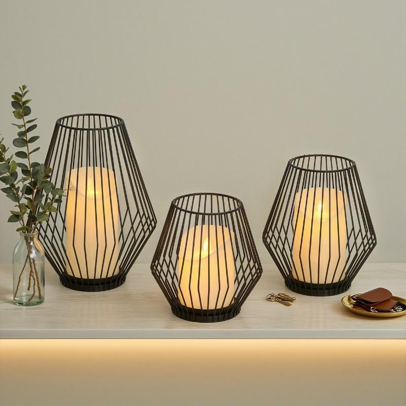 Simple Ironwork Lanterns, Metal Candles, Candlesticks, Atmosphere Props, Home Living Room Ornaments, Handicrafts