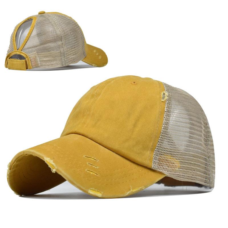Cappellino da Baseball Coda di Cavallo Donna Uomo Cotone Motivo Patchwork Rete Cappello da Baseball Sportivo Cappellini Snapback Moda Cappello da Sole