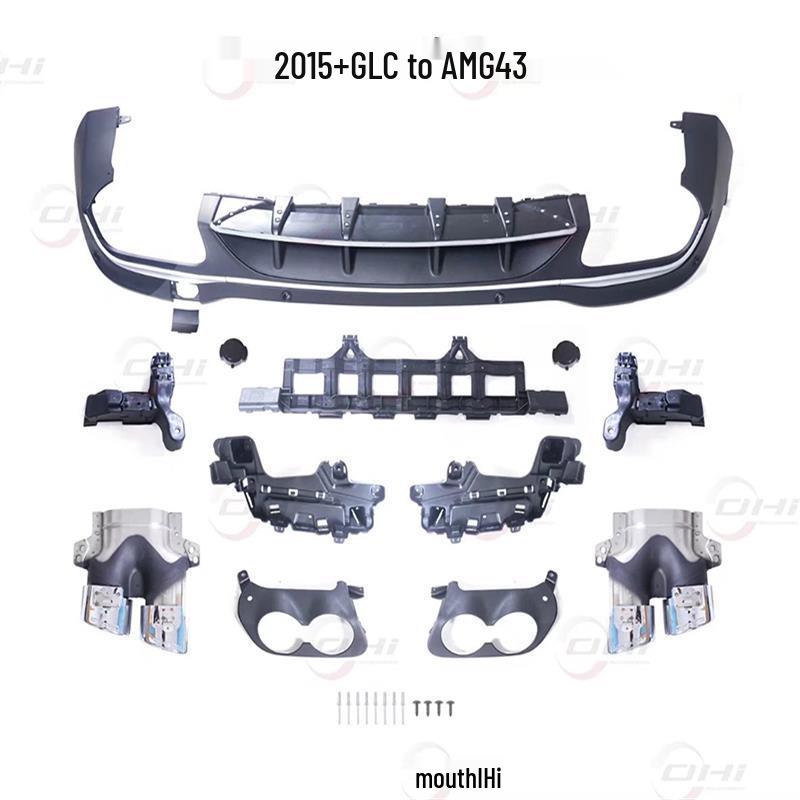 Compatible Rear Lip Tailpipe Dual Exhaust for 15-22 Mercedes-Benz GLC AMG GLC43/63