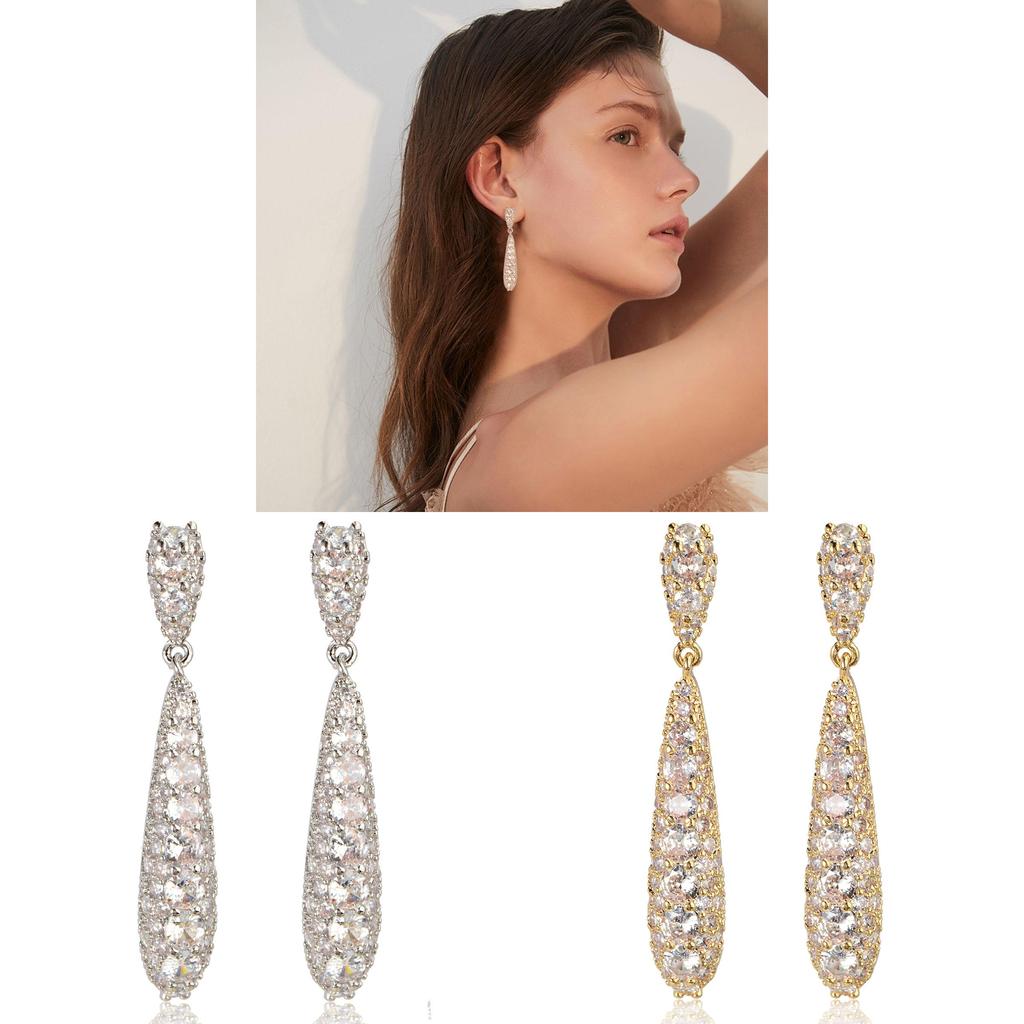 Elegant Water Drop Zirconia Earring For Women With Dangle Design And Geometric Style