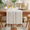 Hollow Weaving Rustic Table Runner With Tassels Table Cover Household Table Flag  TV Stand