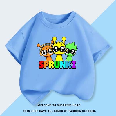 Modisches Kinder Sprunki Rhythmusbox Sommer T-Shirt Kurzarm Neues Sommer Jungen Reines Baumwoll Oberteil Kinderkleidung