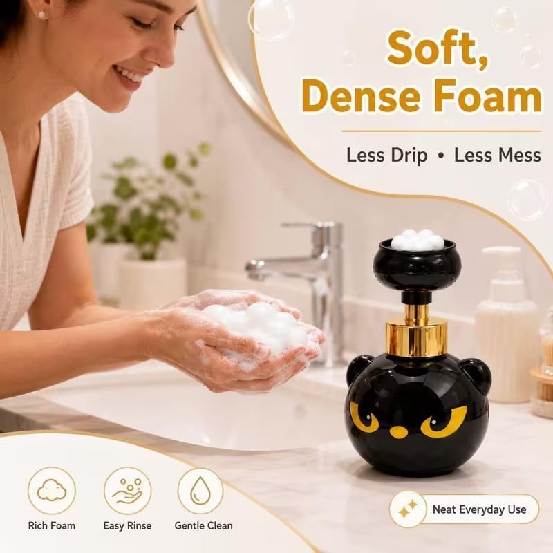 1-10PCS Cat Paw Print Foaming Soap Dispenser Refillable Black Kitten Hand Wash Bottle for Bathroom Countertop Halloween Decor