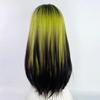 Long Straight Ombre Black Green Gradient Synthetic Women Wig with Bangs Lolita Cosplay Wig for Daily Party