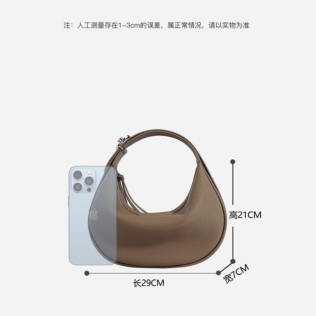 Stylish and Simple Niche Design Half-moon Bag New First-layer Cowhide Shoulder Bag Texture Portable Messenger Bag Bag Women
