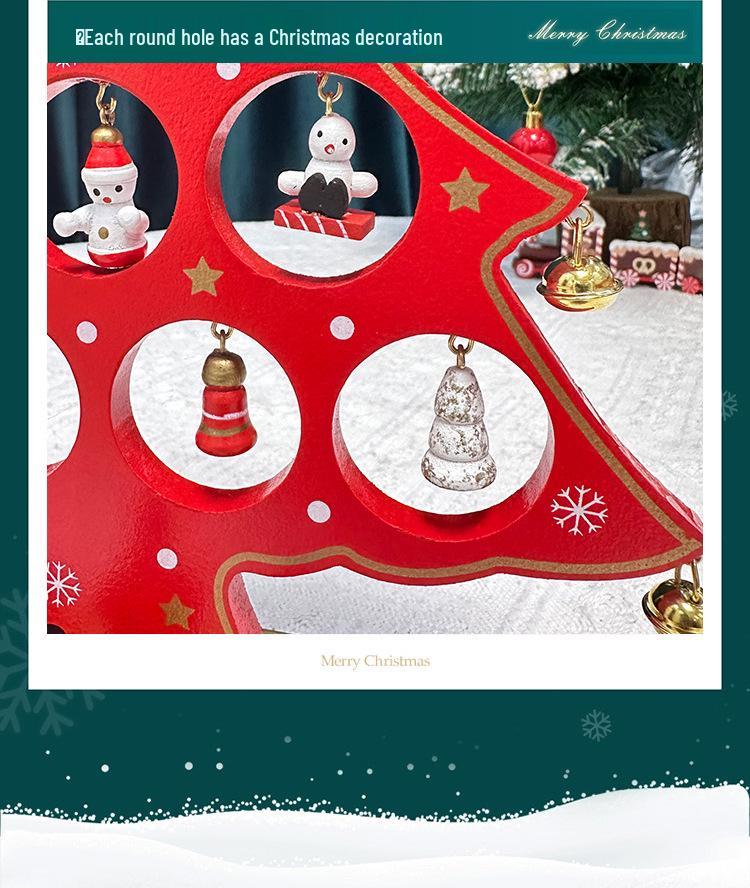 Wooden Christmas Tree Tabletop Display and Mini Figurines - Creative Gifts for Kids